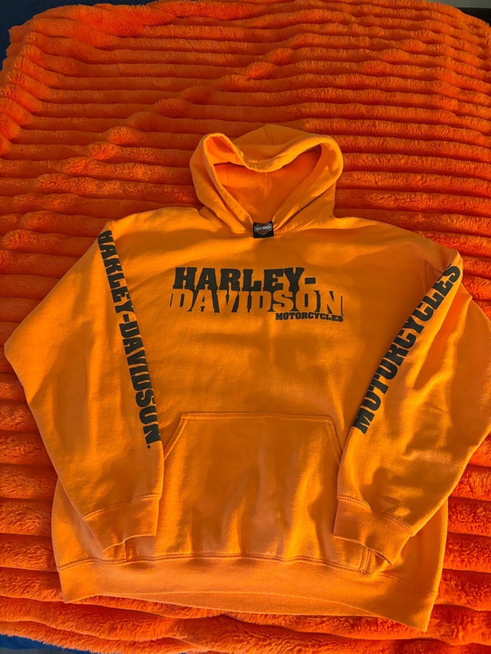 Harley-Davidson Bright Orange Pullover Hoodie with Black Logo